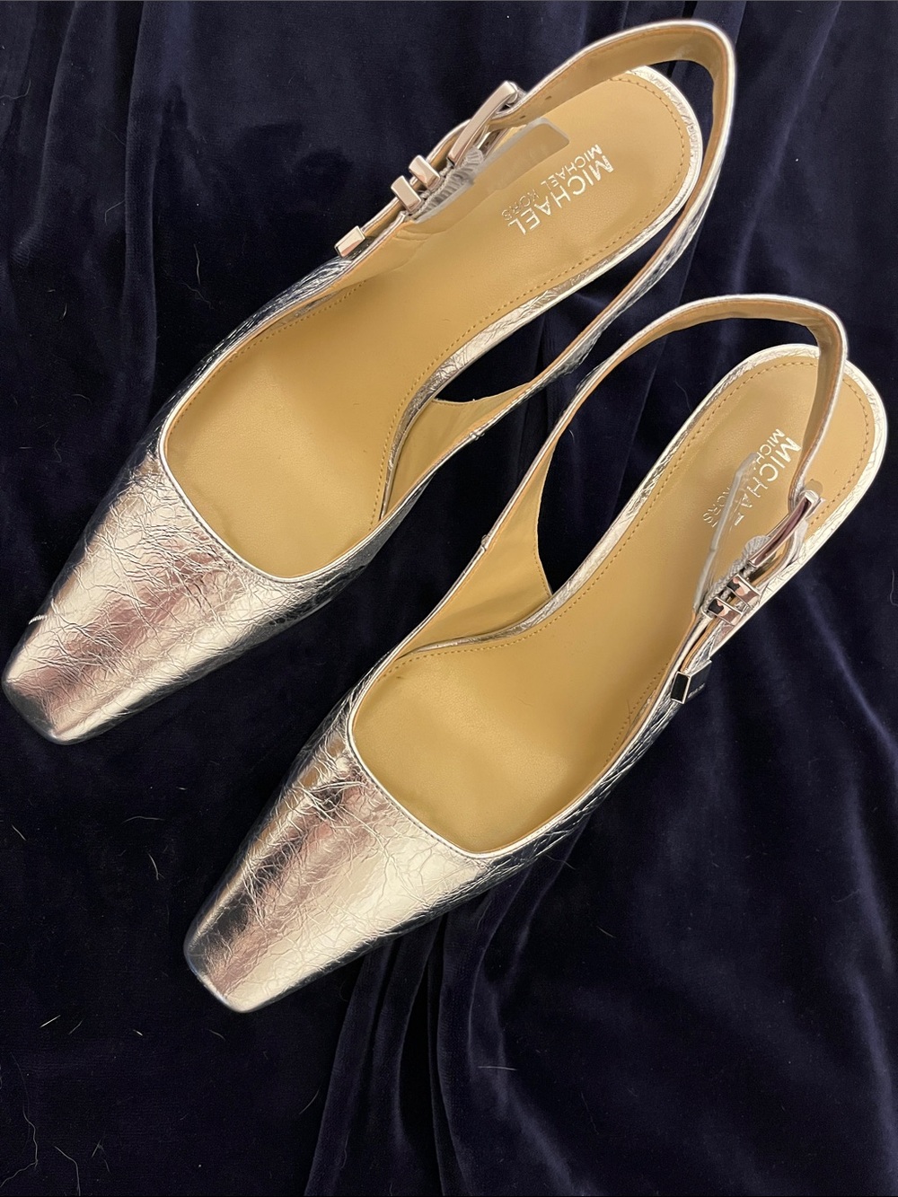 MICHAEL Michael Kors Metallic Silver Slingback Flats